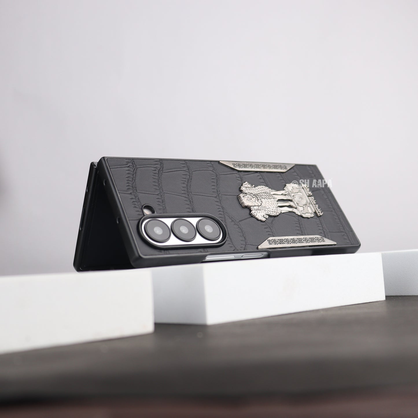 Galaxy Z Fold Series Satyamev Jayate Leather Textured Case