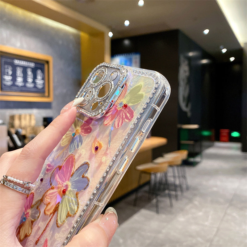 Crystal Flower Case with Camera Protector Shield Cum Kickstand – iPhone