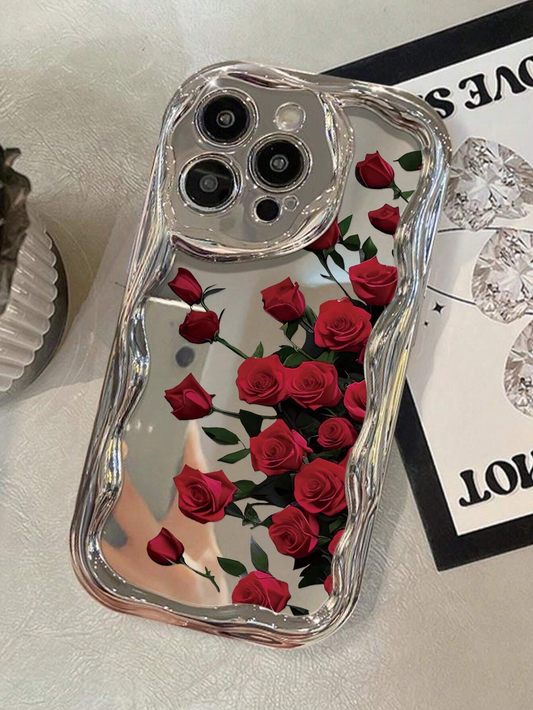 Red Rose Wavy Frame Case - iPhone