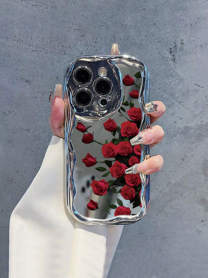 Red Rose Wavy Frame Case - iPhone