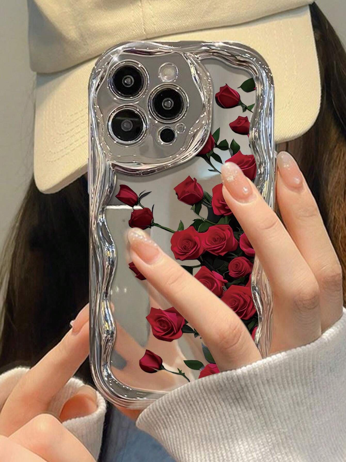 Red Rose Wavy Frame Case - iPhone