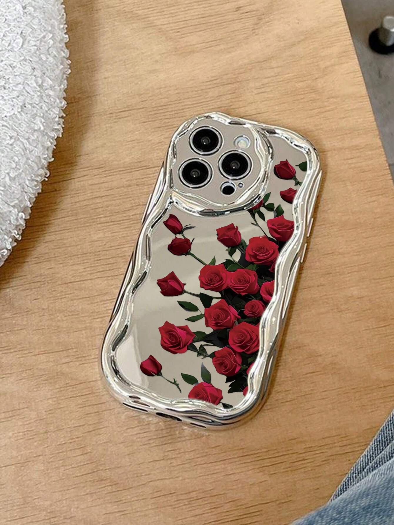 Red Rose Wavy Frame Case - iPhone