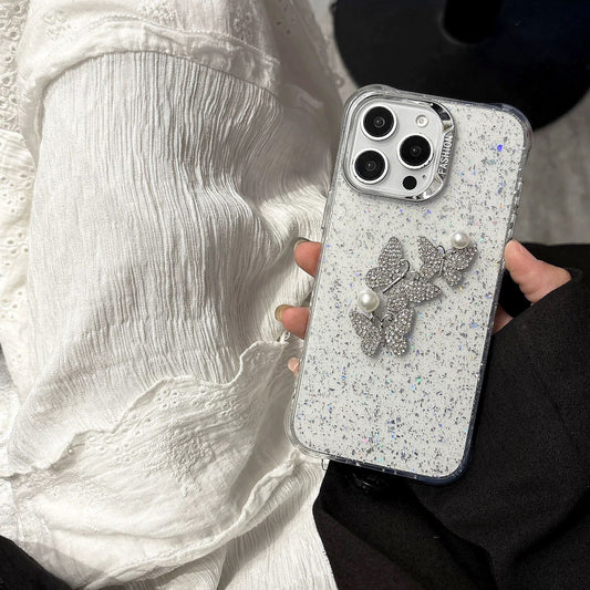 Glitter Pearl Butterfly Case - iPhone