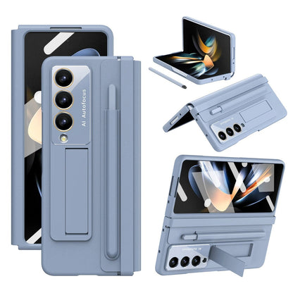 Stretchable Leather Hinge Folding Kickstand Case - Samsung