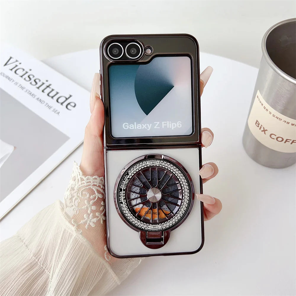 Galaxy Z Flip Series Sleek Electroplated Magnetic Rotating Case
