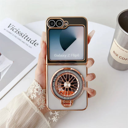 Galaxy Z Flip Series Sleek Electroplated Magnetic Rotating Case