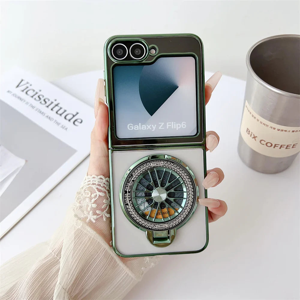 Galaxy Z Flip Series Sleek Electroplated Magnetic Rotating Case