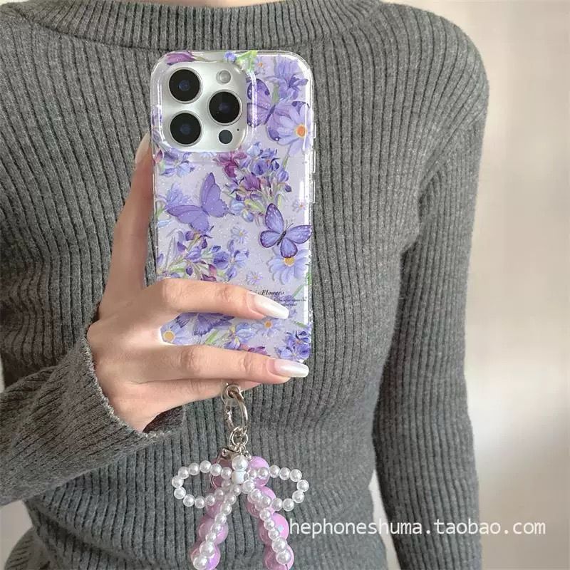 Lavender N Pearl Charm Case - iPhone