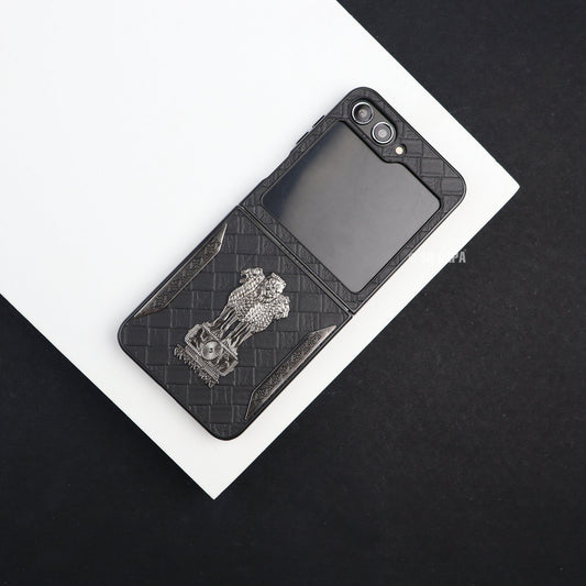 Galaxy Z Flip Series Satyamev Jayate Leather Textured Case