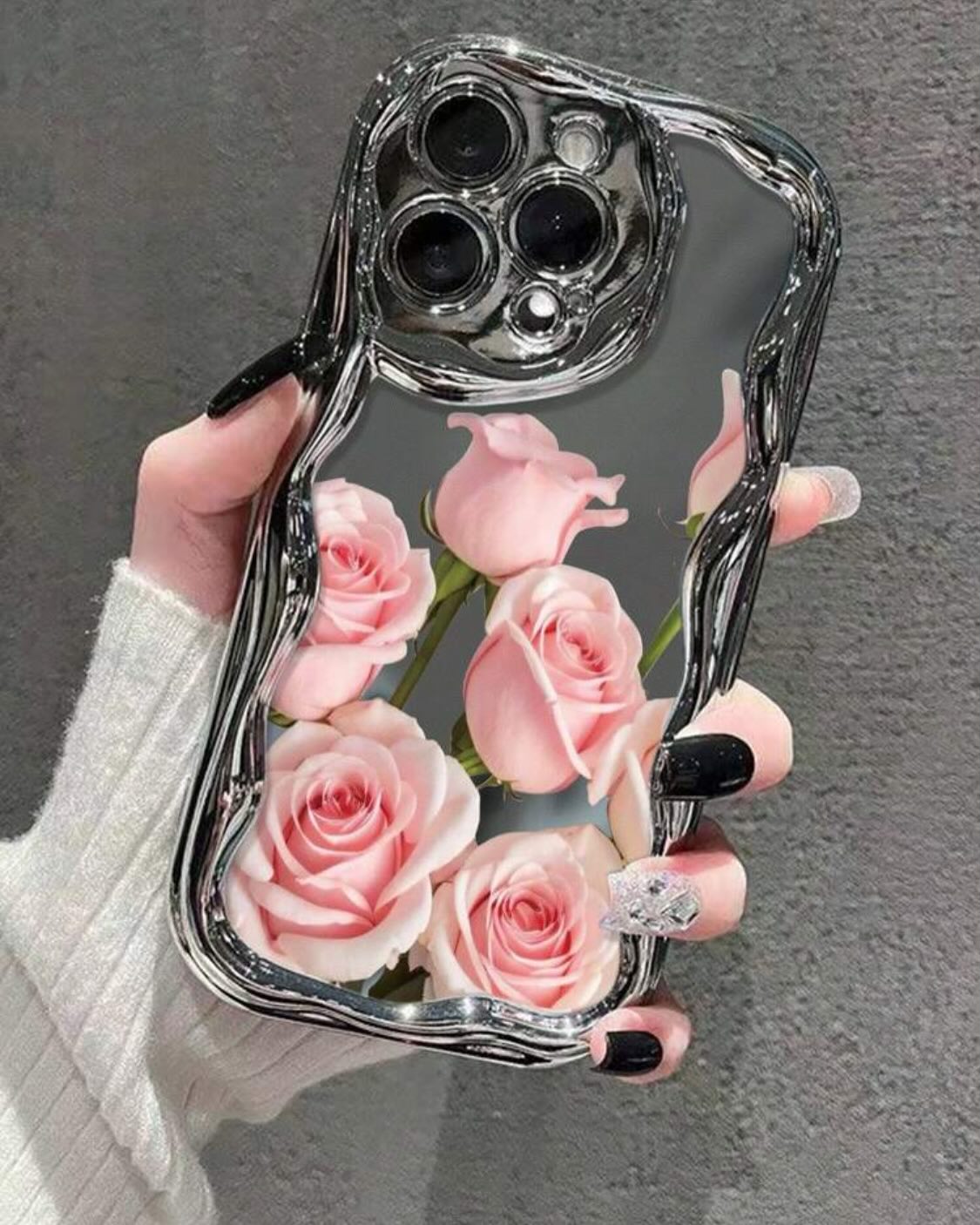 Blush Rose Mirror Wavy Case - iPhone