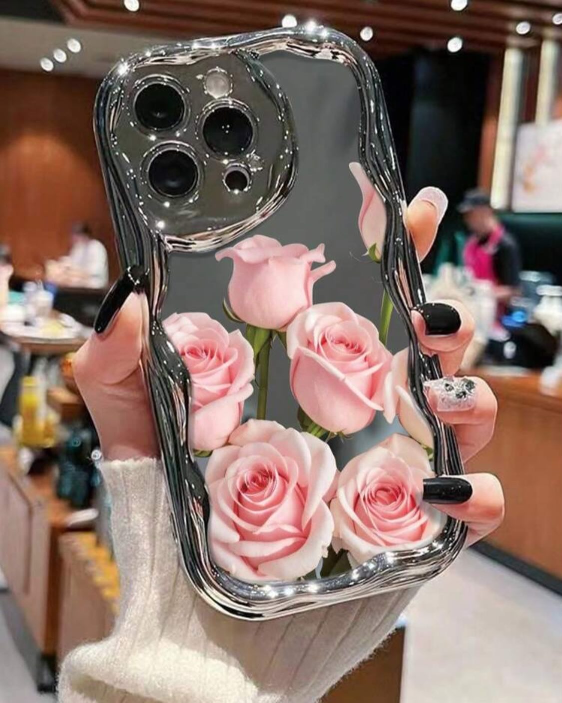 Blush Rose Mirror Wavy Case - iPhone