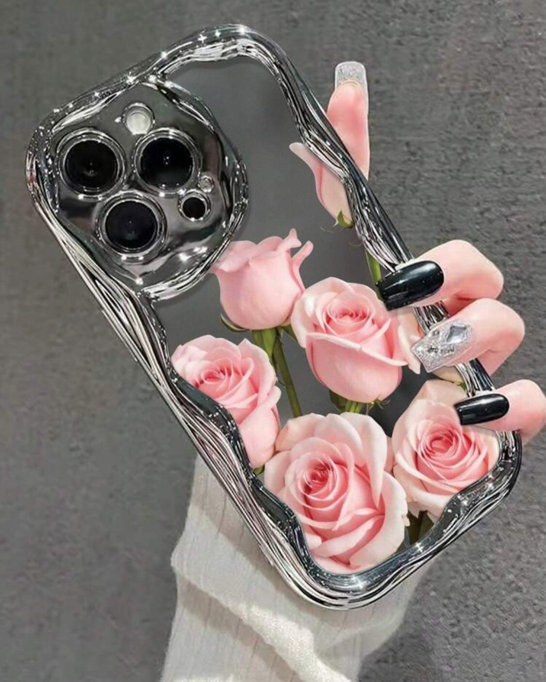 Blush Rose Mirror Wavy Case - iPhone