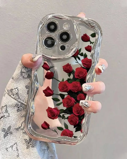 Red Rose Wavy Frame Case - iPhone
